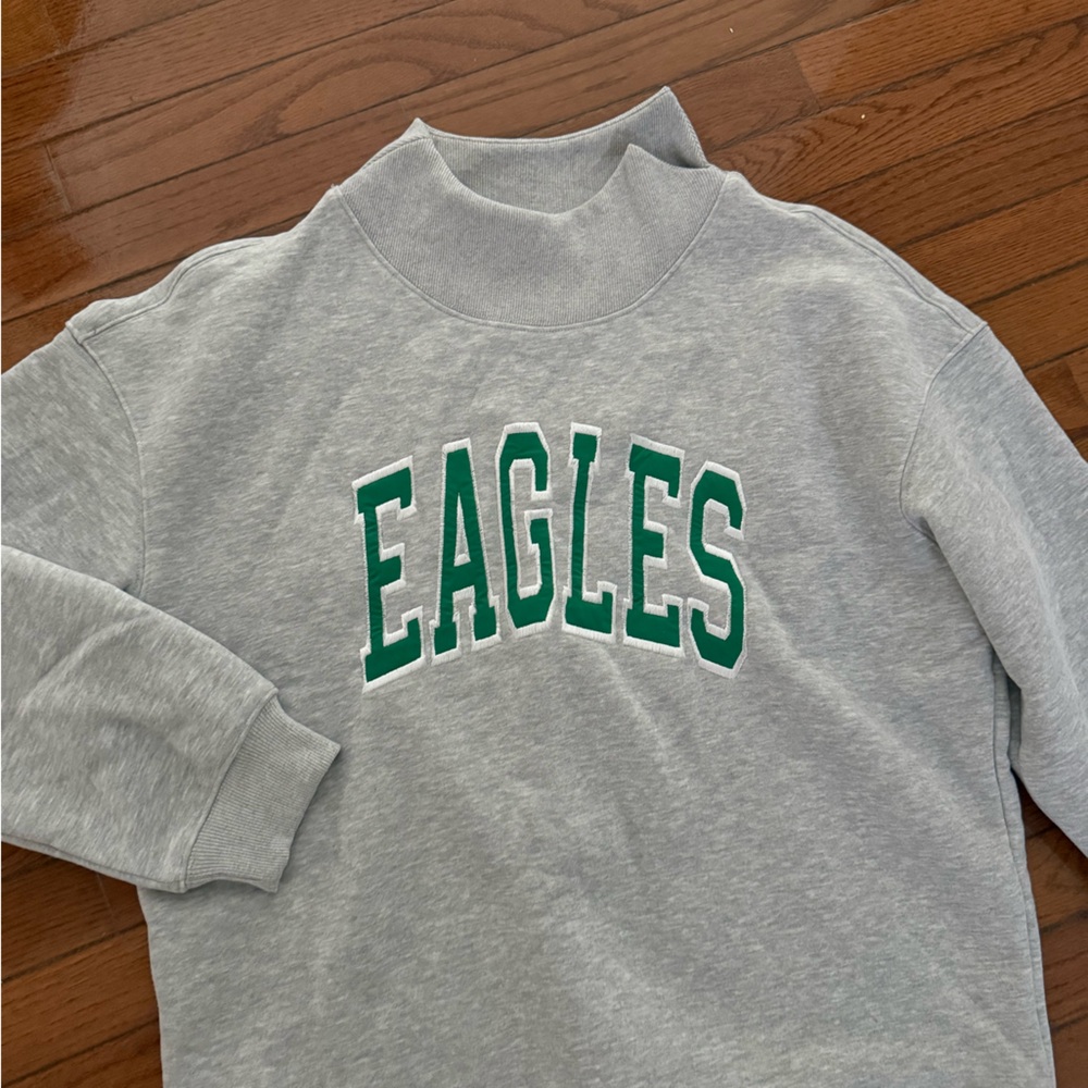 Gray Sweatshirt with Green Eagles Print